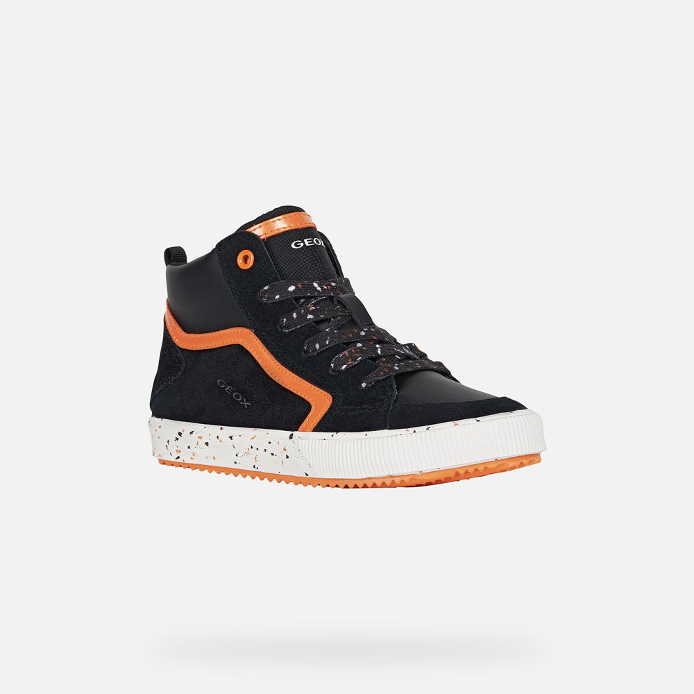 Tenis Geox Menino Pretas/Laranja - Alonisso - PUQSB8360